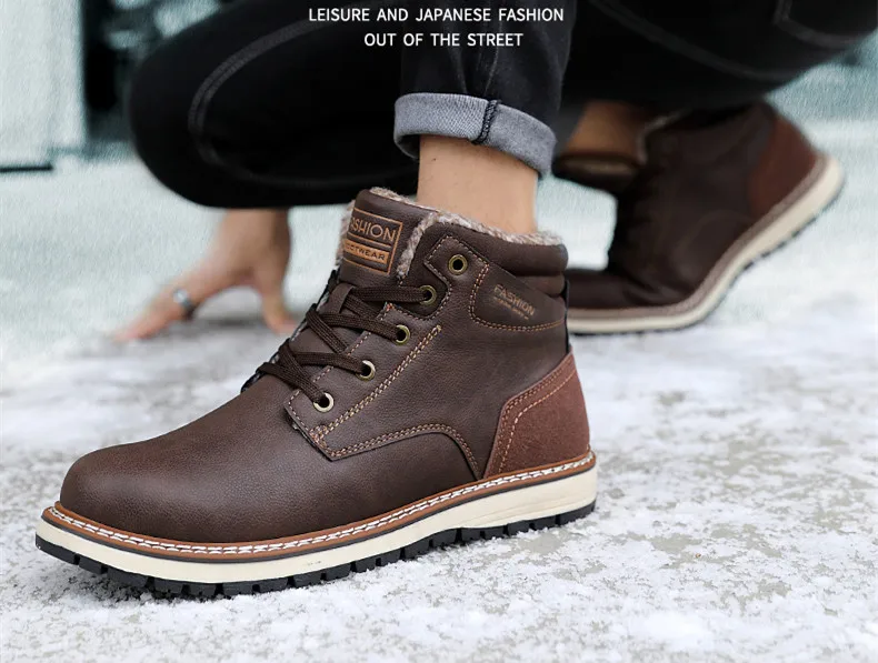 NEW Fashion Men Winter Snow Boots Keep Warm Boots Plush Ankle Boot Snow Work Shoes Casual Men's Snow Boots