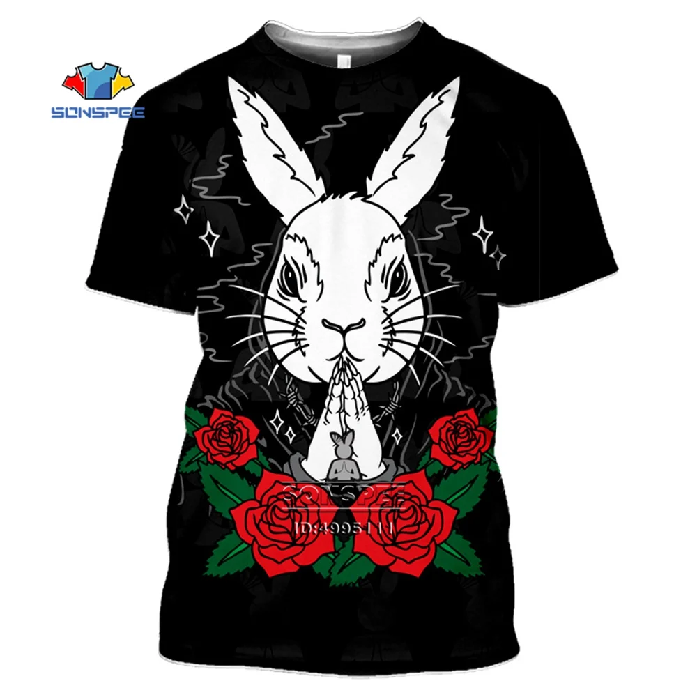 

SONSPEE 3D Printing Funny Rabbit T-shirt Summer Men's Women's Fashion Harajuku O-neck Pullover Sweatshirt Casual Cute Carrot Top