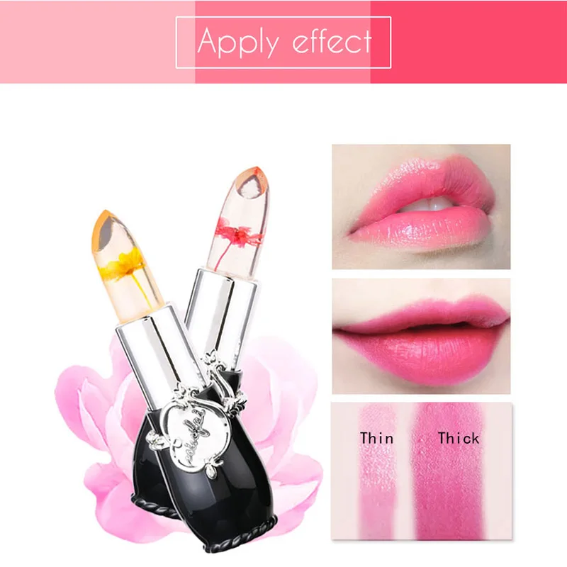 Transparent Jelly Flower Lipstick Temperature Changed Color Waterproof Lip Stick Moisturizer Long-lasting Lipstick Makeup