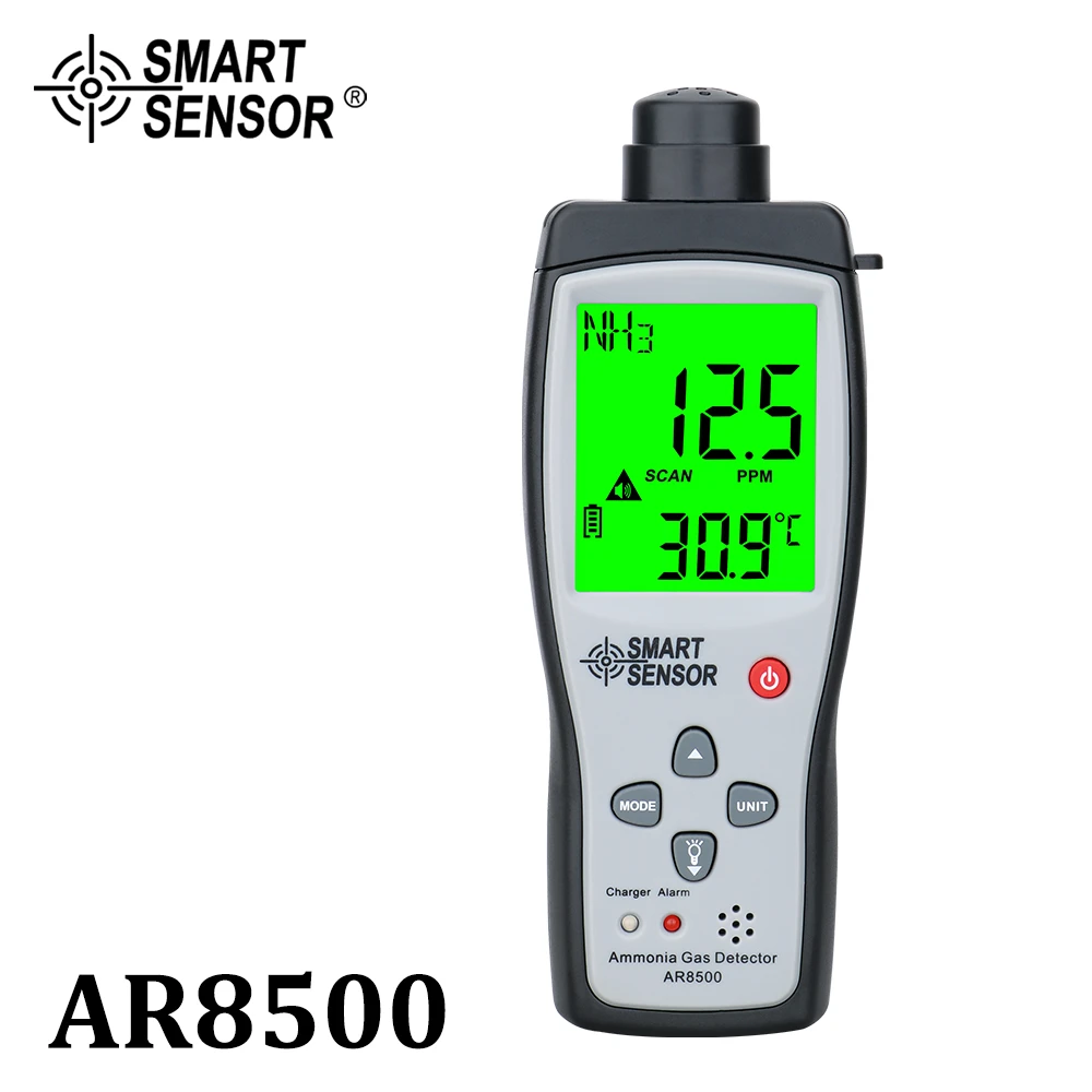 Smart Sensor Handheld Ammonia Gas NH3 Detector Meter Tester Monitor Range 0-100PPM Sound Light Alarm Gas Analyzers AR8500