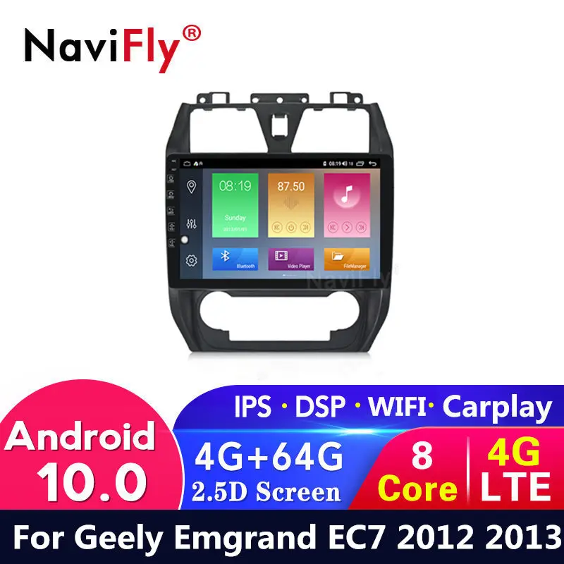 Мультимедийный плеер Geely Emgrand EC7 2012 2013 4G LTE Android 10 4 Гб + 64 ГБ gps навигация dvd радио