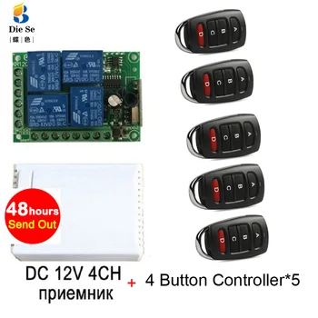 433MHz Universal Wireless Remote Control DC 12V 4CH Relay Receiver Module RF Switch 4 Button Remote Control Gate Garage opener hot dc24v 4ch rf wireless remote control switch system 4receiver
