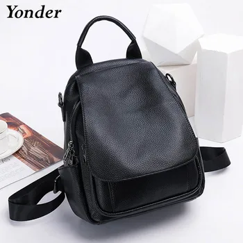 

Casual daypack Soft skin real cow Genuine leather backpack women black back pack bag small backpack for women 2020 high quality