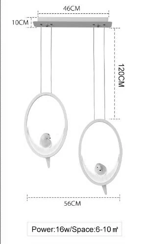 2 heads L560mm NEO Gleam современная светодиодная подвесная люстра для столовой, кухни, бара, магазина белого/черного цвета, люстры-украшения с птицей - Цвет абажура: 2 heads L560mm