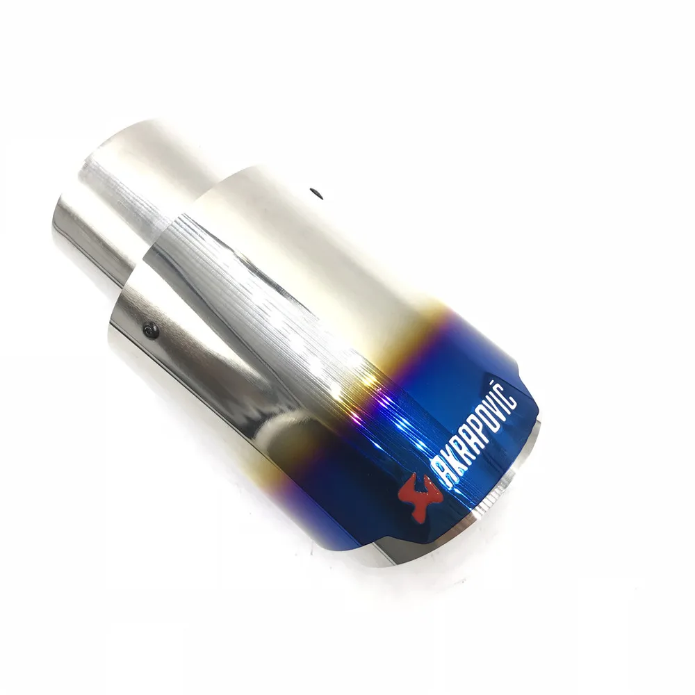1 шт. Inlet60mm-Outlet90mm три цвета золотой/черный/серебристый/синий AKRAPOVIC универсальный глушитель выхлопной трубы - Цвет: Blue