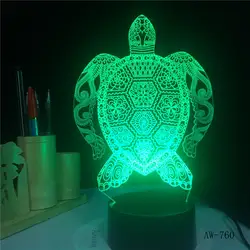 3D светодиодный светильник с морскими черепахами, цветная лампа в форме животного, день рождения, декоративные статуэтки, настольная лампа