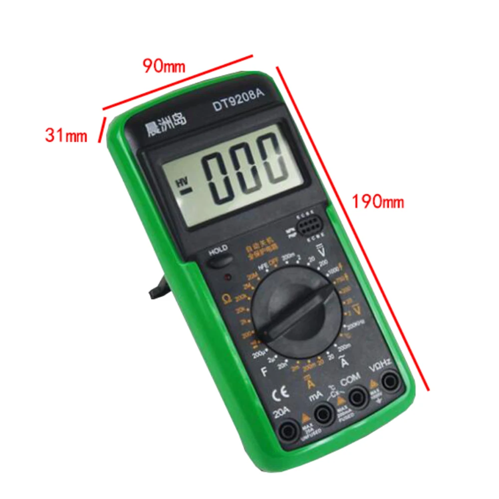 Портативный Профессиональный цифровой мультиметр DT9208A с ЖК-дисплеем