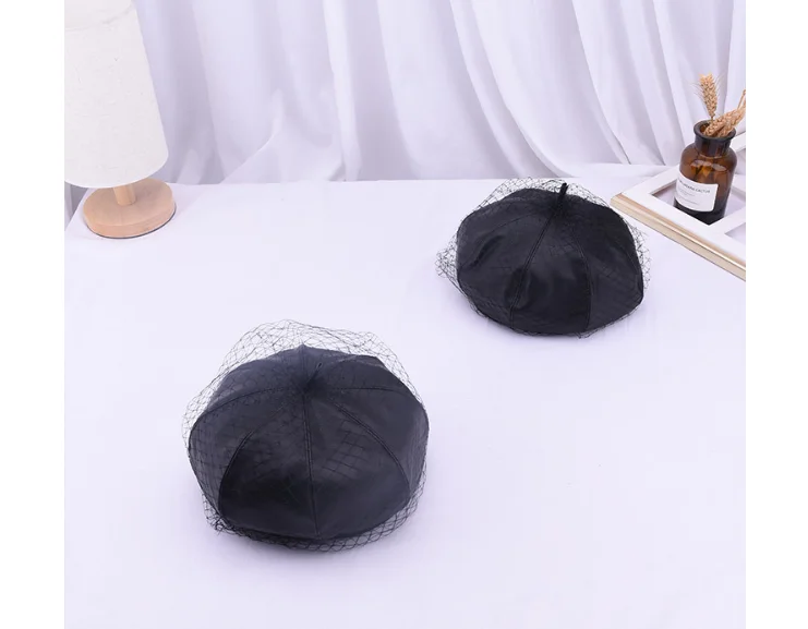 Восьмиугольная кепка из искусственной кожи, женская зимняя модная кепка из искусственной кожи с сеткой, женская кепка для отдыха, шапка с тыквой для художника