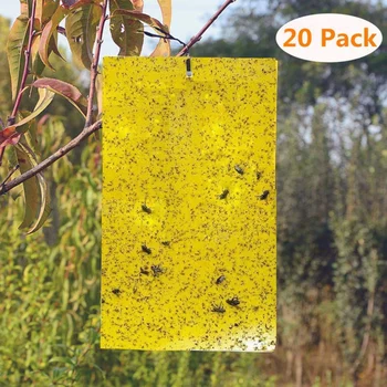 

20Pcs Outdoor Traps Flies Control Glue Board, Mosquito Flying Aphids whitefly leafhopper Thrips Fly Reject Double Sided A