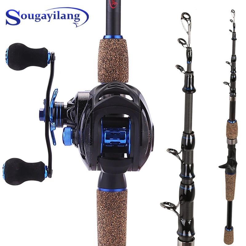 

Sougayilang Telescopic Casting Fishing Rod 1.8m 2.1m 2.4m Carbon Spinning Rod and 7.0:1 High Speed Baitcasting Reel Combo Set