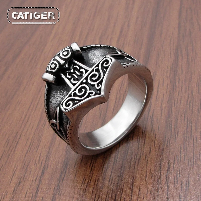 316L Stainless Steel New Viking Ring  Mjolnir Thor Hammer Celtics Knot Rings Men's Nordic Amulet Jewelry 5