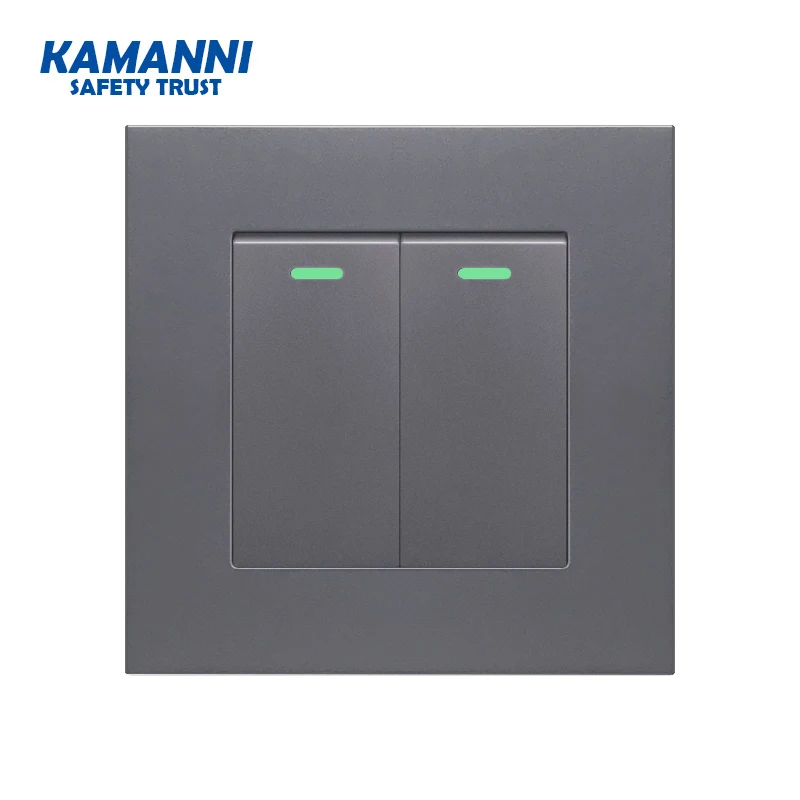 Flame retardant PC panel switch 1 gang 1/2 way large panel EU standard interrupter wall lamp 16 switch hidden luxury switch