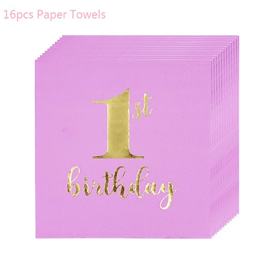 Pink tissue Liviorap 1st детская посуда одноразовая посуда для вечеринки с днем рождения украшения для детского душа - Цвет: Pink tissue