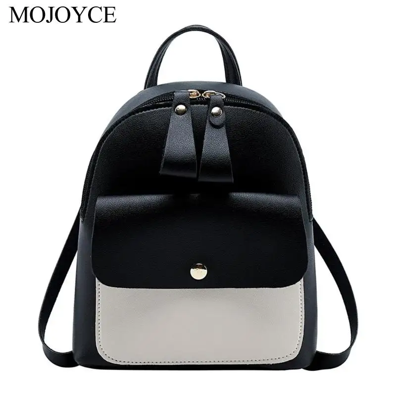 Best Mini Hit Color Backpack Women Korean Style PU Leather Shoulder Bag Casual Travel Rucksack Satchel Ladies Small School Bags