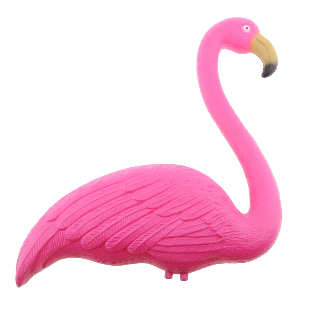 Bright Pink Flamingo Standing Pond Garden Ornament Plastic Decoy Bar Decor