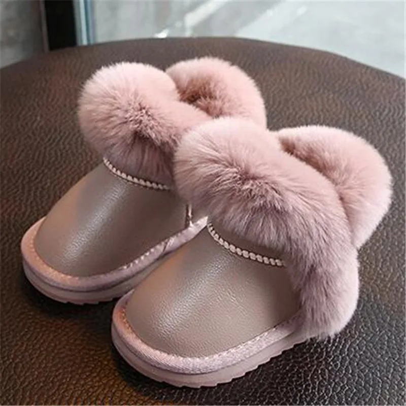 pink Weoneit/зимние Ботинки для мальчика и девочки; зимние однотонные теплые плюшевые ботинки; новая обувь на мягкой подошве для маленьких детей - Цвет: pink