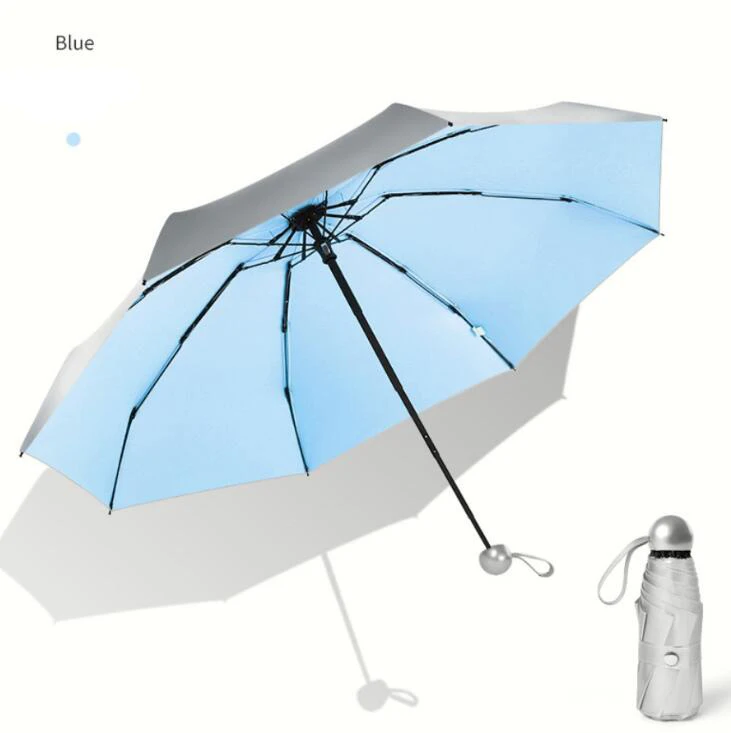 Sky Blue Карманный мини-зонтик анти Солнечный зонт с защитой от ультрафиолета дождь Ветрозащитный светильник Складные портативные зонты для женщин мужчин детей - Цвет: Sky Blue