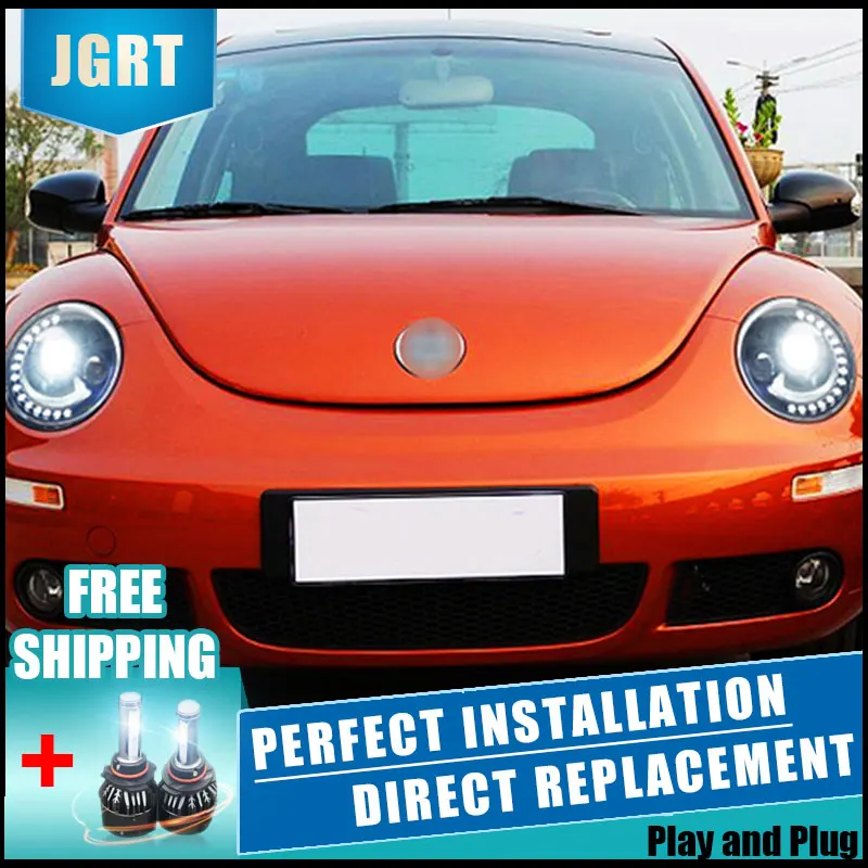 2 шт. светодиодный фары для VW Beetle 2013- Автомобильный светодиодный фонарь с двойными ксеноновыми линзами автомобильные аксессуары дневные ходовые огни противотуманные фары
