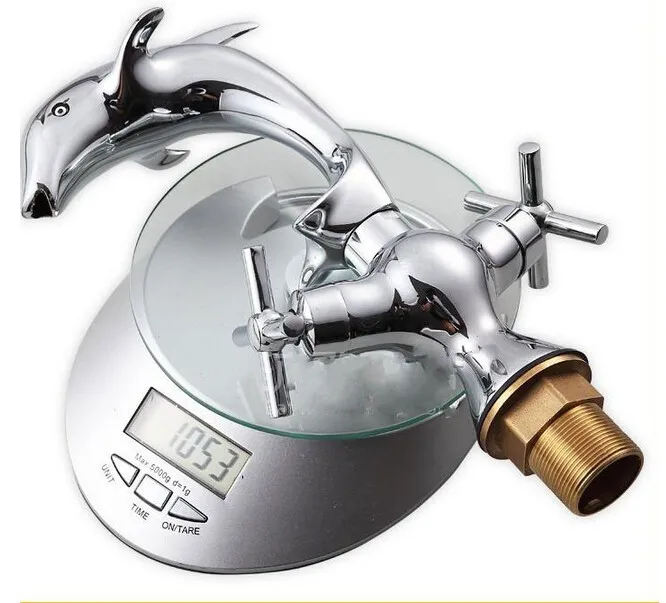 Vidric chrome brass dolphin design bathroom sink faucet basin faucet with double cross handle