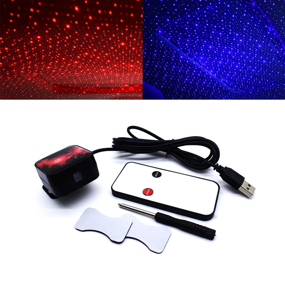 

Auto Roof Projection Car Ambient Star Light Car Atmosphere Lights Projector Decorative Armrest Box Star Romantic USB 100mw LED
