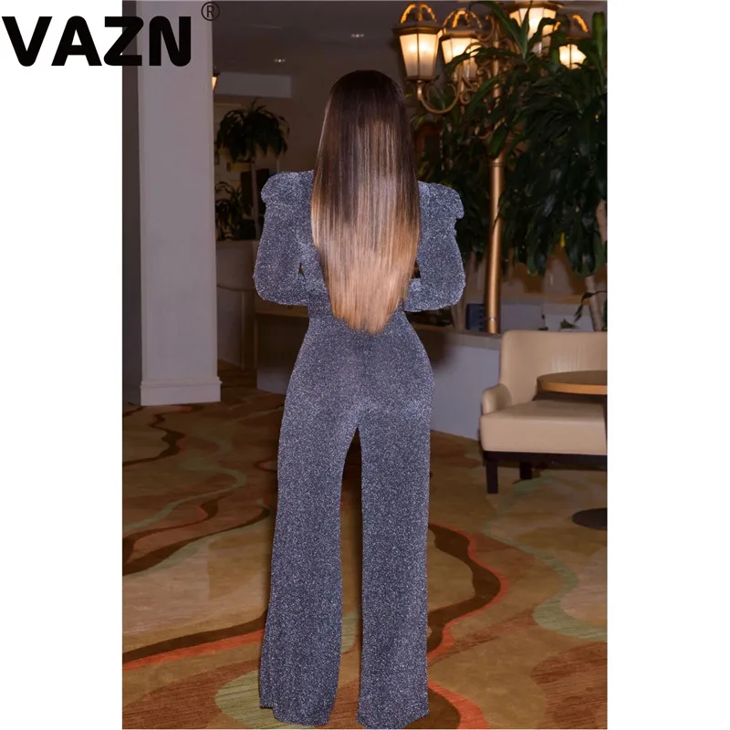 VAZN, прямые, с принтом, новинка, горячая мода, высокая мода, комбинезоны, широкие ноги, повседневные, бодикон, сексуальные длинные штаны, тонкий, Круглый ворот, длинный комбинезон