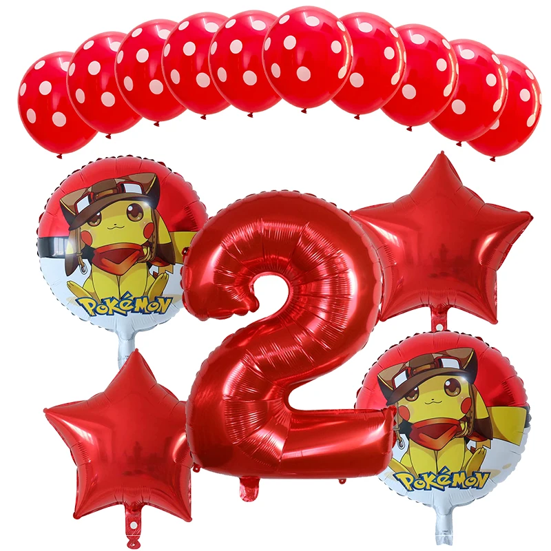 15 шт./партия, 30 дюймов, воздушный шар с изображением покемона Пикачу, воздушные шары из фольги 1, 2, 3, 4, 5, 6, 7, 8st, детские игрушки для дня рождения, украшения