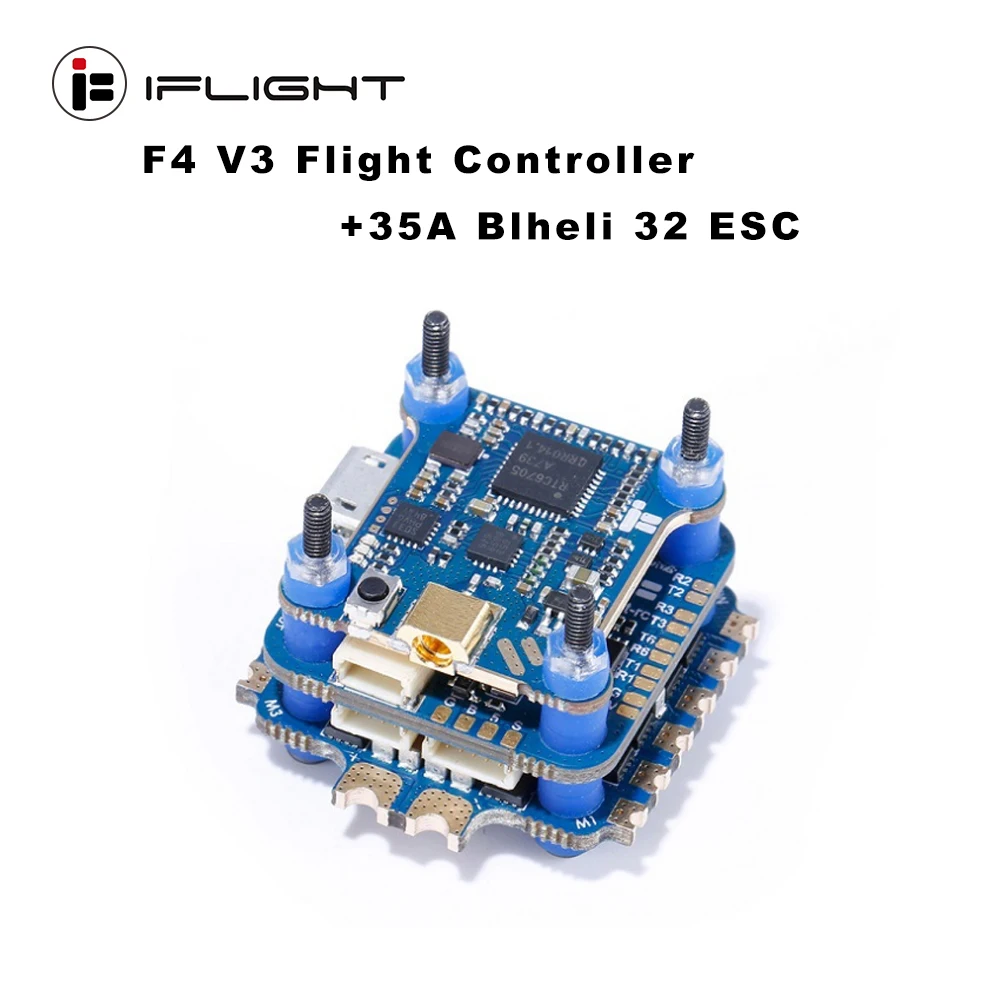 

iFlight SucceX F4 V3 Mini Flight Controller 35A Blheli_32 2-6S ESC 5.8G Dual Gyro 500mW Smartaudio VTX for RC FPV Racing Drone