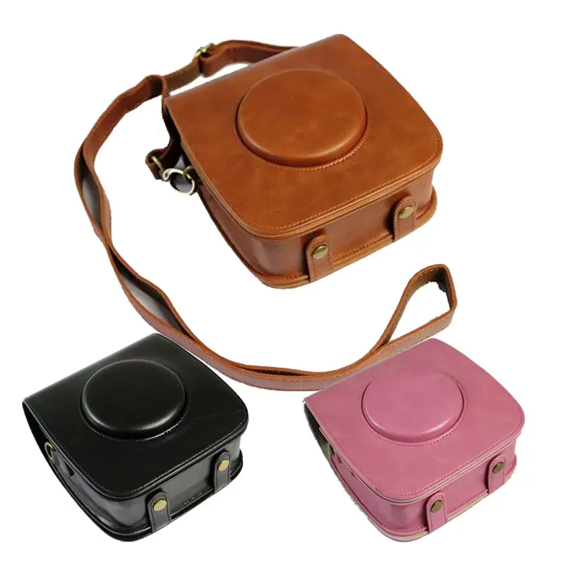 Vintage Di Cuoio Dell'Unità Di Elaborazione Di Caso Per Fujifilm Instax Piazza Sq20 Sacchetto Della Macchina Fotografica Della Cinghia Di Spalla Immed
