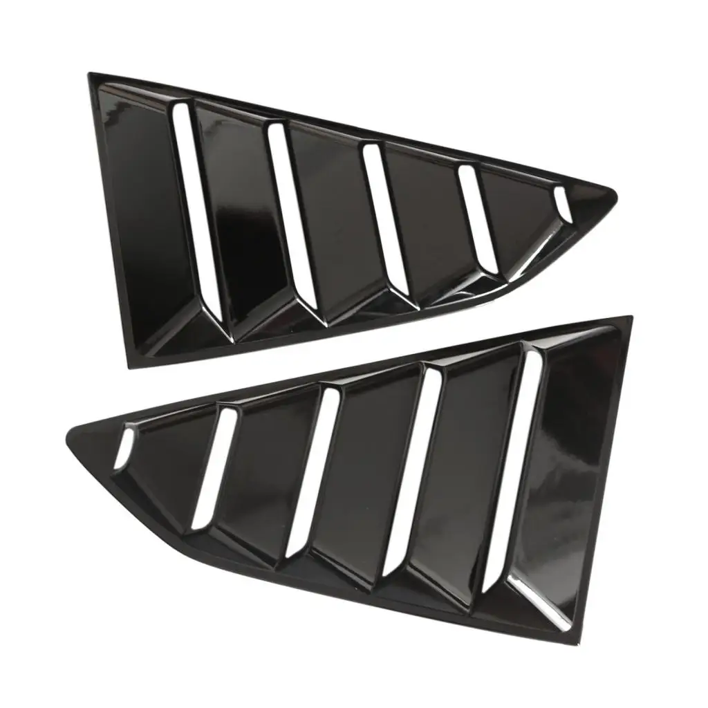 2Packs Bright Black Quarter 1/4 Side Window Louver Cover For Chevrolet Camaro 16-18