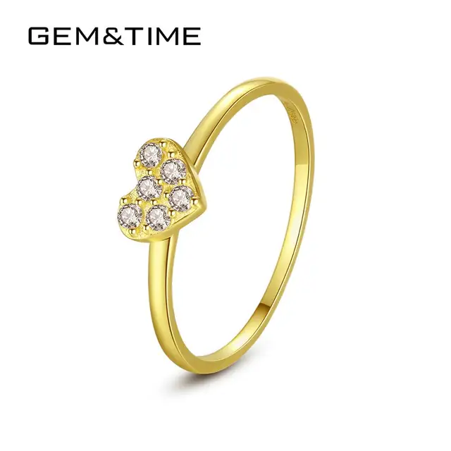 US $63.44 Solid Rings Women Wedding Engagement Jewelry Yellow Heart