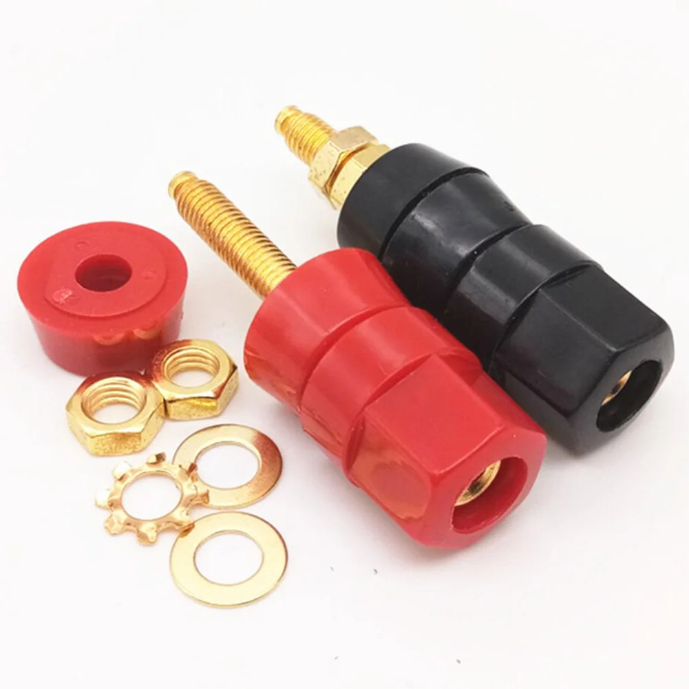2pcs/set Binding Post Adapter Amplifier Terminal Home Connector Socket Plug Easy To Use Speaker Power Audio Jack Black And Red |