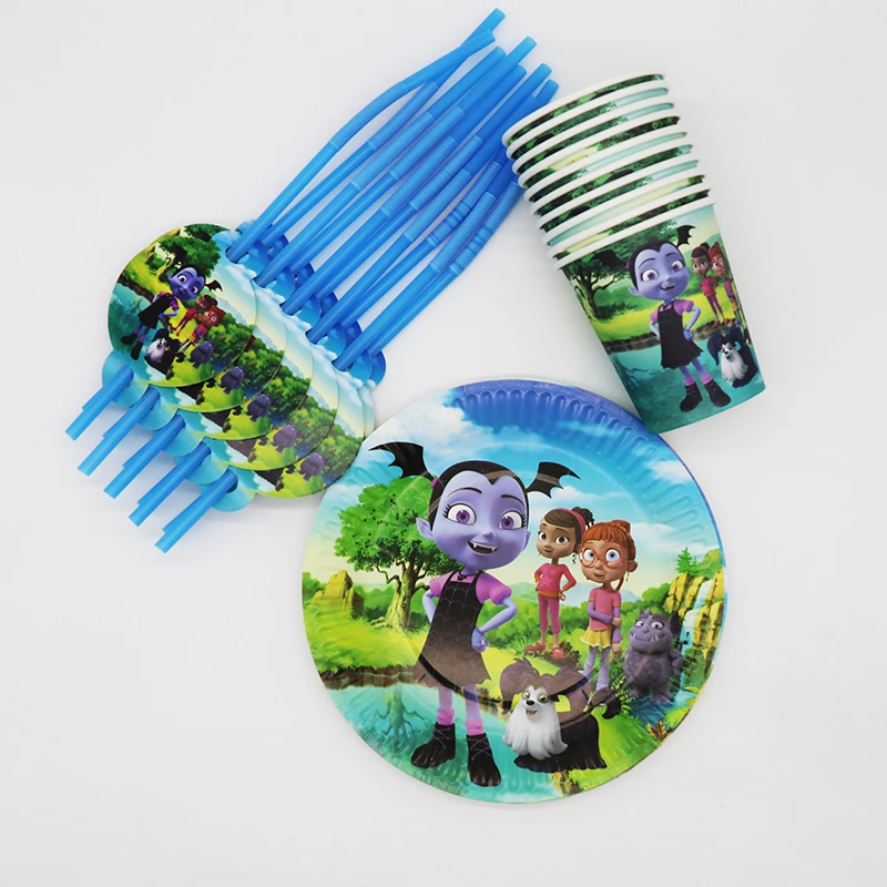 60 шт. Vampirina тема одноразовые наборы посуды Vampirina тарелки чашки соломинки Vampirina вечерние украшения детский душ вечерние Декор