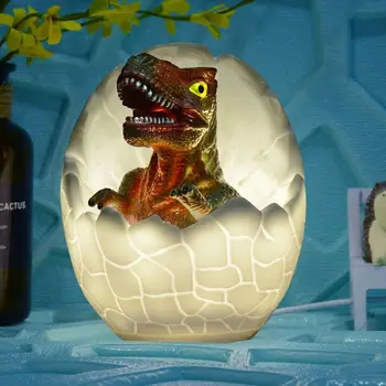 

3D Dinosaur LED Night Lamp, Dimmable Touch Control 7 RGB Color Changing Offic Dinosaur Egg Bedside Table Lamp for Baby Bedroom