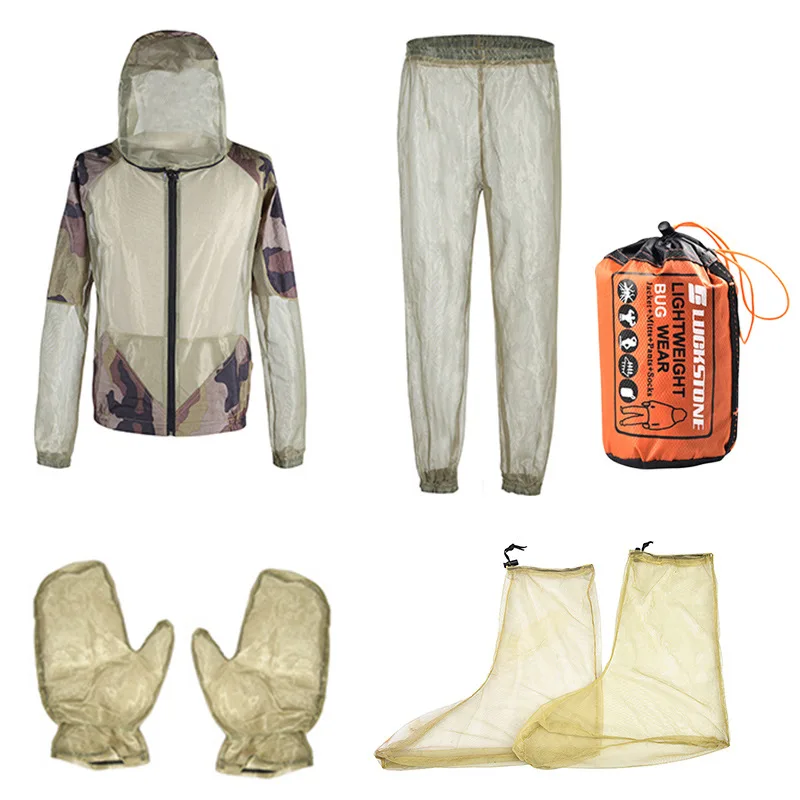 Unisex fishing clothes mesh hood mosquito repellent suit anti mosquito clothes insect-proof jacket set for outdoor protection fly fishing clothes