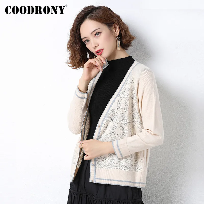 COODRONY Brand Cardigans Streetwear Light Color Floral Women 2020 Autumn Winter Casual Slim Fit Wool Sweaters Female W1031