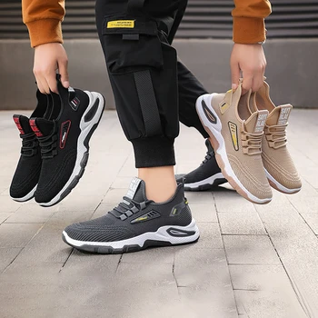 

Hot Sale New Mesh Men Shoes Breathable Black Men's Sneakers Lace-up Lightweight Gray Walking Man Tenis Shoes Zapatillas Hombre