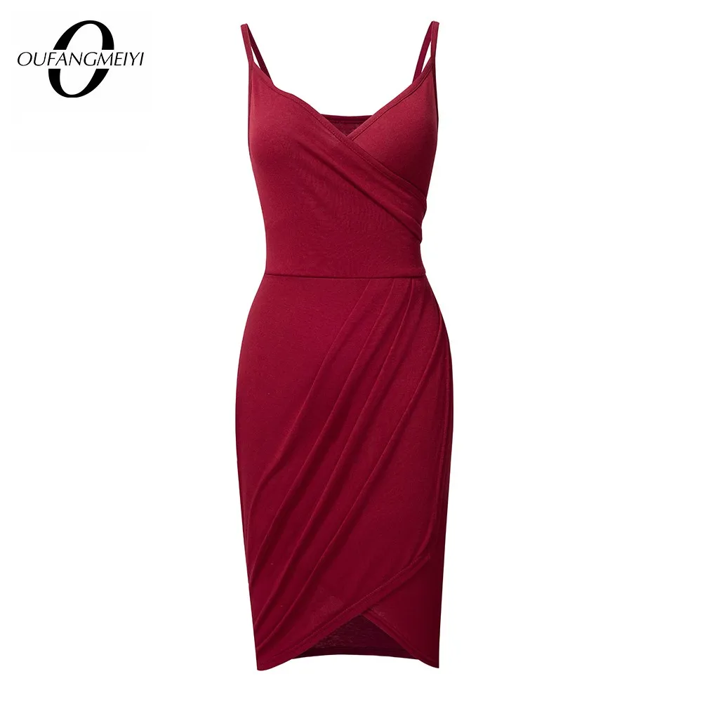 

Summer Women Sexy Low Cut Spaghetti Strap Dresses Casual Holiday Vintage Fitted Bodycon Dress EB686