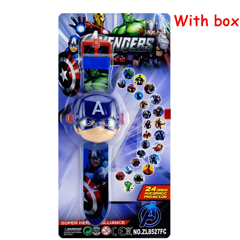 Captain tx boxed Мстители 3D проекционные часы игрушки для детей мультфильм шаблон капитан Железный человек Халк ребенок мальчик девочка Фигурки игрушки рождественские подарки - Цвет: Captain tx boxed