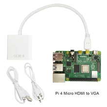 Raspberry pi 4 Micro адаптер hdmi-vga с usb-кабелем для передачи данных и с аудио портом кабеля или компьютера, настольного компьютера, ноутбука, ПК, монитора