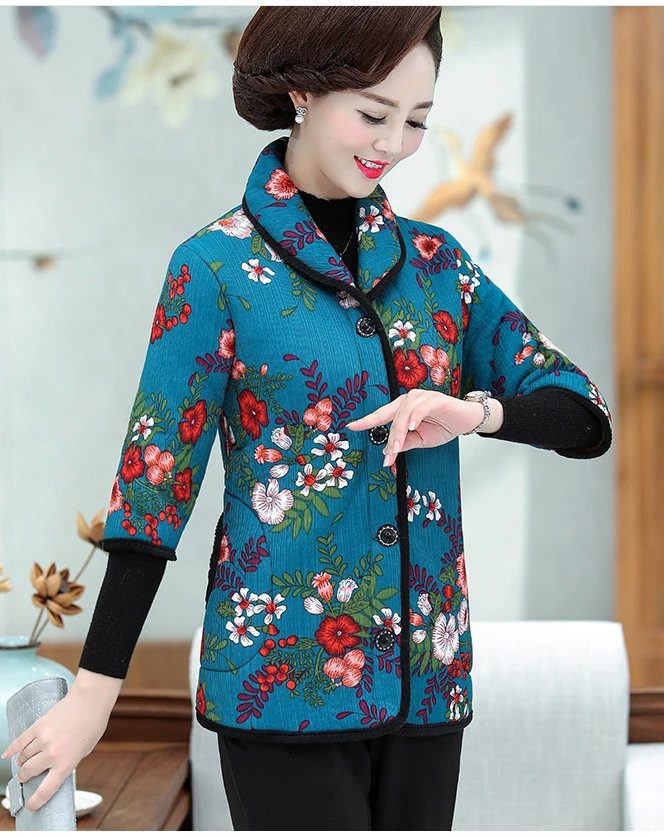 Autumn New Middle-Aged Women Vest Short Sleeve Plus Size Print Casual Plus Velvet To Keep Warm Vest Female F803
