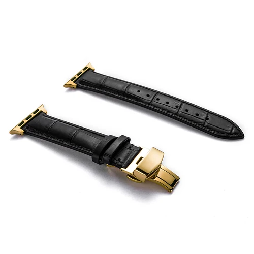 Кожаный ремешок для Apple watch band 4 44 мм 40 мм correa Butterfly buckle Iwatch series 3 2 1 42 мм 38 мм браслет наручный ремень - Цвет ремешка: 14