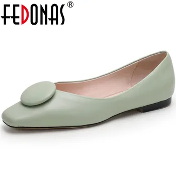 

FEDONAS Classic Design Spring Summer Button Decoration Women Flats 2020 Sweeet Square Toe Women Platform Fashion Shoes Woman