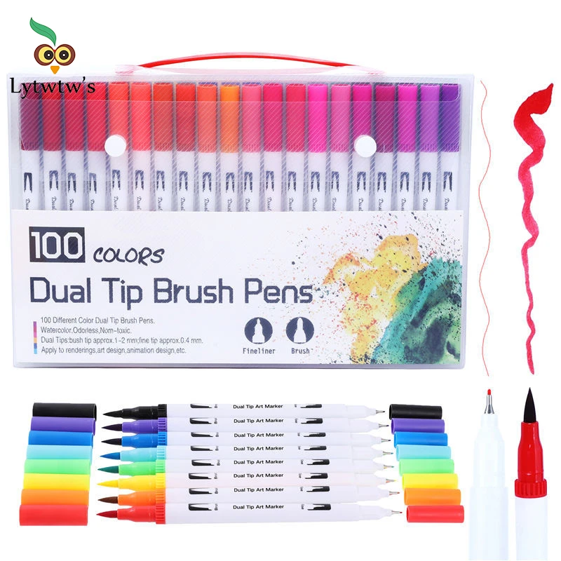 1 Set Lytwtw S Touch Write Brush Pen Color Calligraphy Marker Pens Set Chinese Stationery Drawing Art School Supplies Highlighters Aliexpress