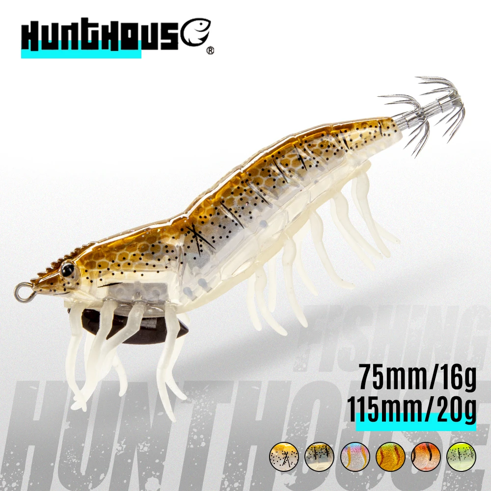 Hunthouseイカジグ75ミリメートル16グラムfihsingルアー3dハイブリッドエビegiエビルアーハード餌発光イカジグ Aliexpress Sports Entertainment