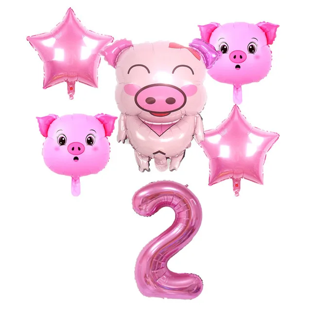 pig set(2) Милые розовые воздушные шары с изображением свинки, Мультяшные животные, свинка, вечерние украшения на день рождения, детские игрушки-сюрприз для душа - Цвет: pig set(2)