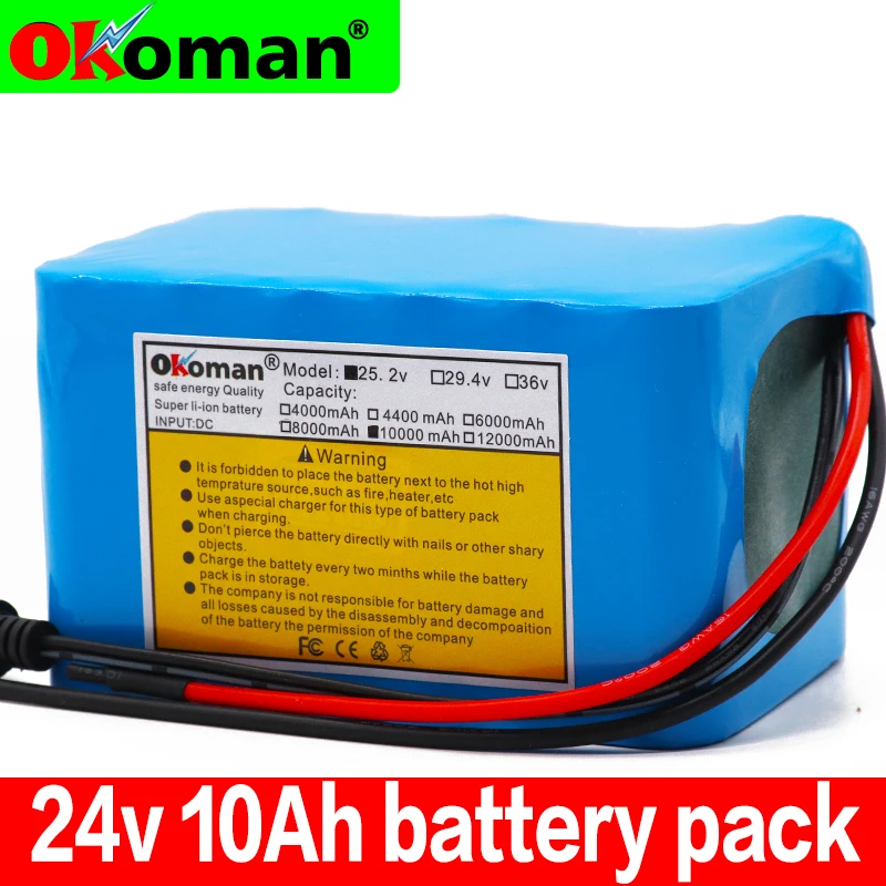 24V 10Ah 18650 Батарея литий Батарея 25,2 10000 мАч Электрический велосипед мопед/Электрический/литий ионный Батарея пакет