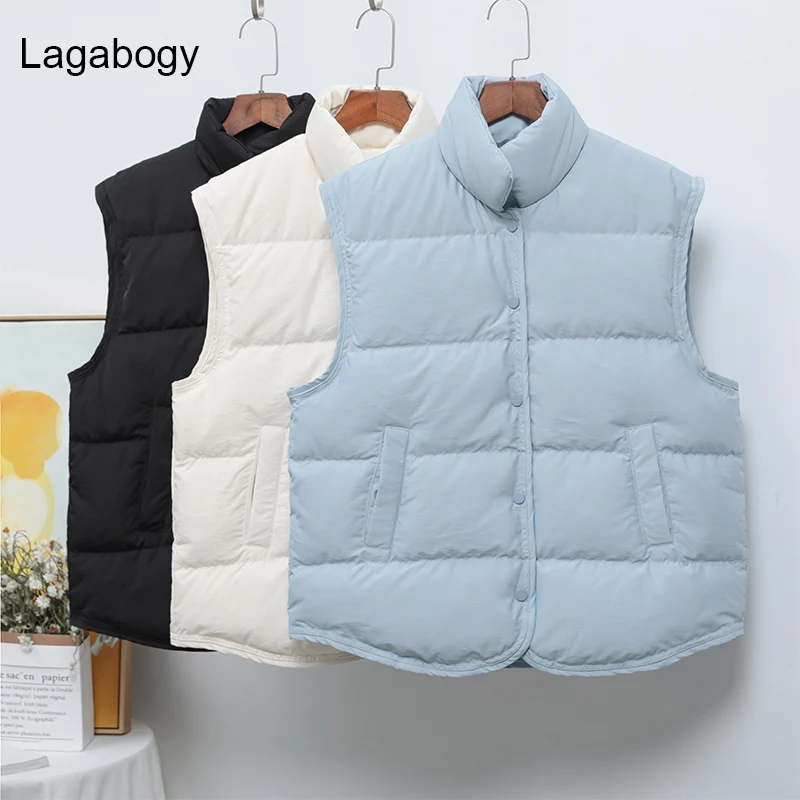 Lagabogy 2022 New Winter Women Ultra Light Down Vest Female Casual