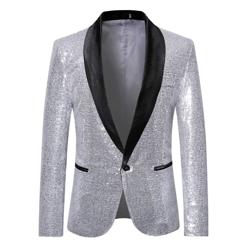 Casual suits European code men's casual nightclub sequin suit autumn new men's single button fashion sequins slim suit jacket Casual suits European code men's casual nightclub sequin suit autumn new men's single button fashion sequins slim suit jacket