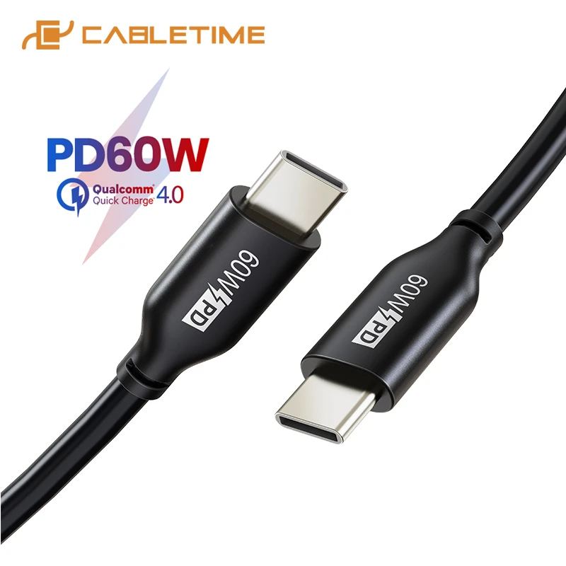 Kabel CABLETIME PD 60W USB C to Type C za $2.00 / ~8zł