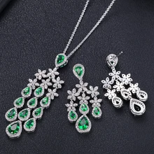 Janeklly модное свадебное ожерелье серьги для женщин аксессуары Полный кубический цирконий для невесты Ювелирные наборы pendientes mujer moda